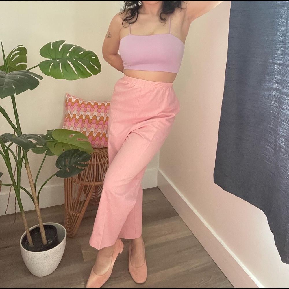 Vintage 80s Pastel Pink High Waist Trousers